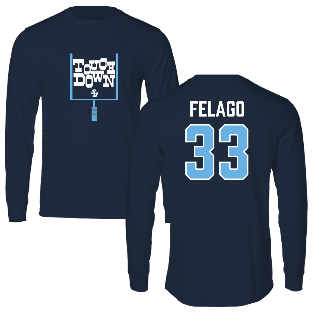 University of San Diego Football Navy Touchdown Performance Long Sleeve - #33 Nick Felago