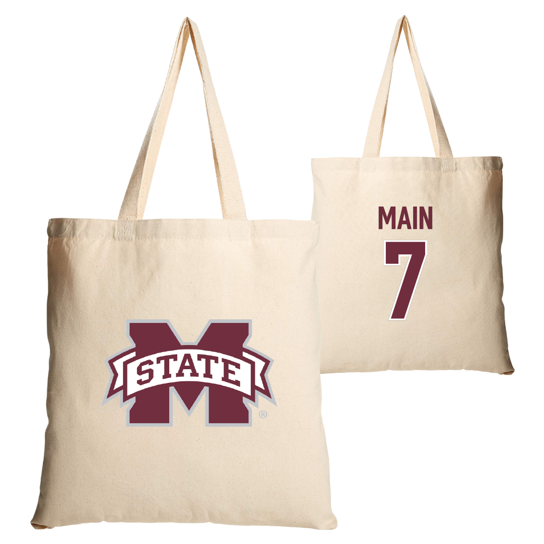 Mississippi State University Soccer Tan Canvas Tote Bag - #7 Zoe Main