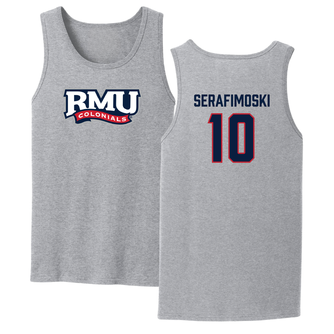 Robert Morris University Basketball Sport Gray Tank Top - #10 Vasilije Serafimoski