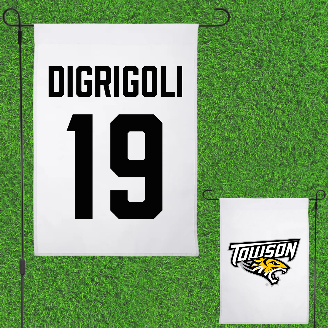 Towson University Baseball White Garden Flag - #19 Antonio Digrigoli