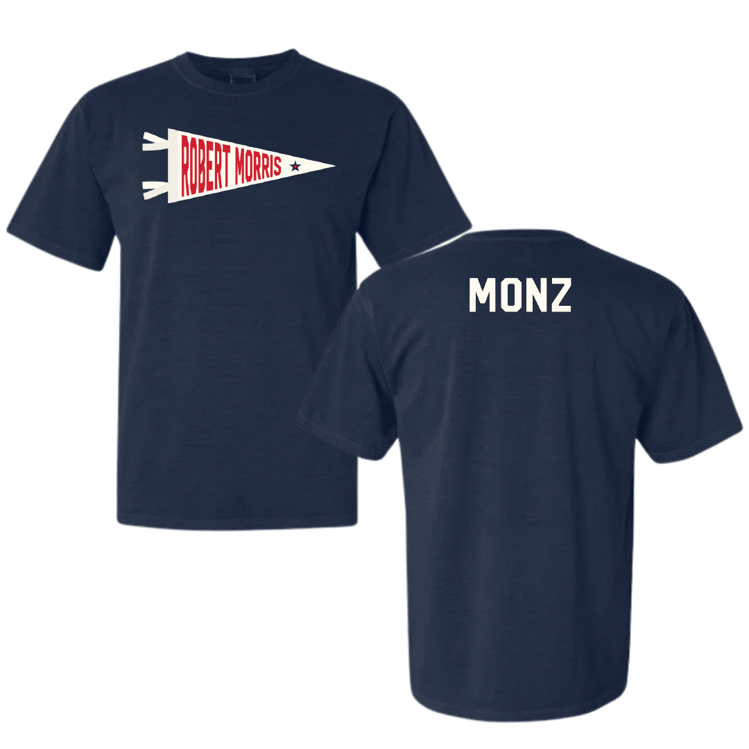 Robert Morris University TF and XC Navy Pennant Comfort Colors Tee - Dea Monz