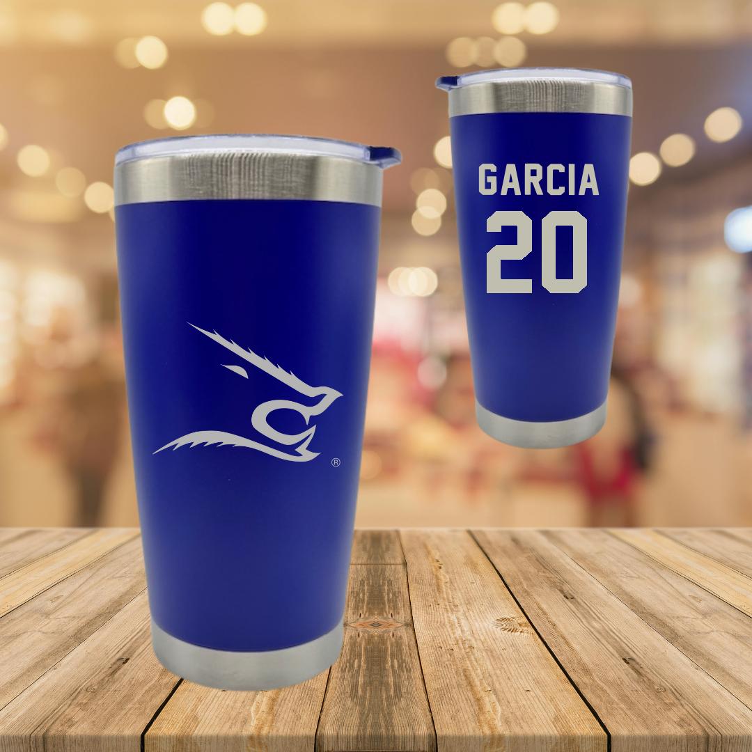 Texas A&M University-Kingsville Basketball Blue Stainless Steel Tumbler - #20 Nathan Garcia
