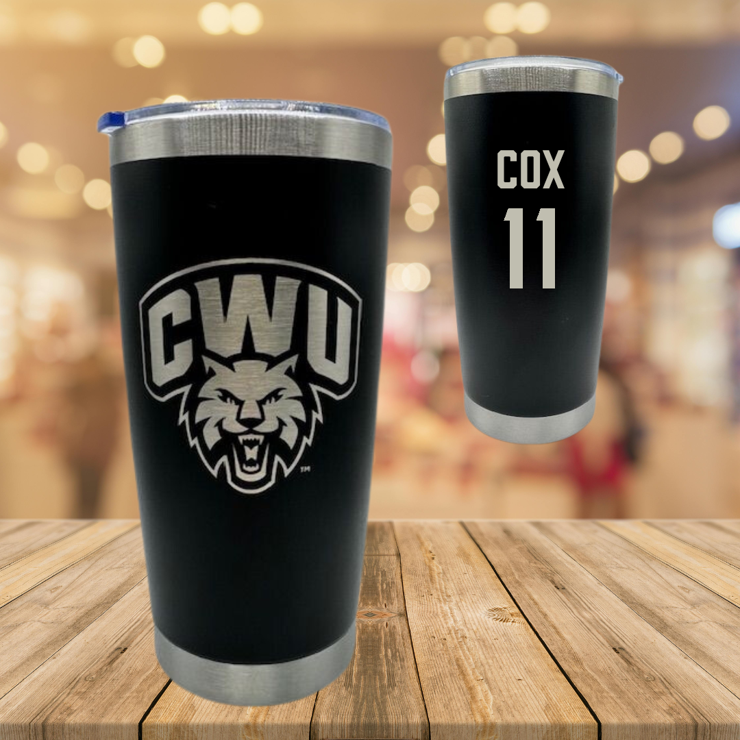 Central Washington University Volleyball Black Stainless Steel Tumbler - #11 Lacy Cox