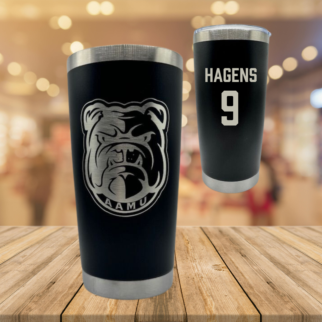 Alabama A&M University Football Black Stainless Steel Bulldogs Tumbler - #9 Mekhi Hagens