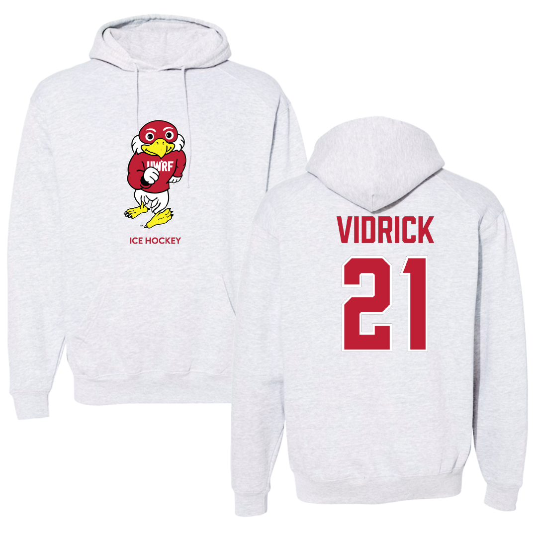 University of Wisconsin-River Falls Ice Hockey (M) Light Gray Hoodie - #21 Anthony Vidrick