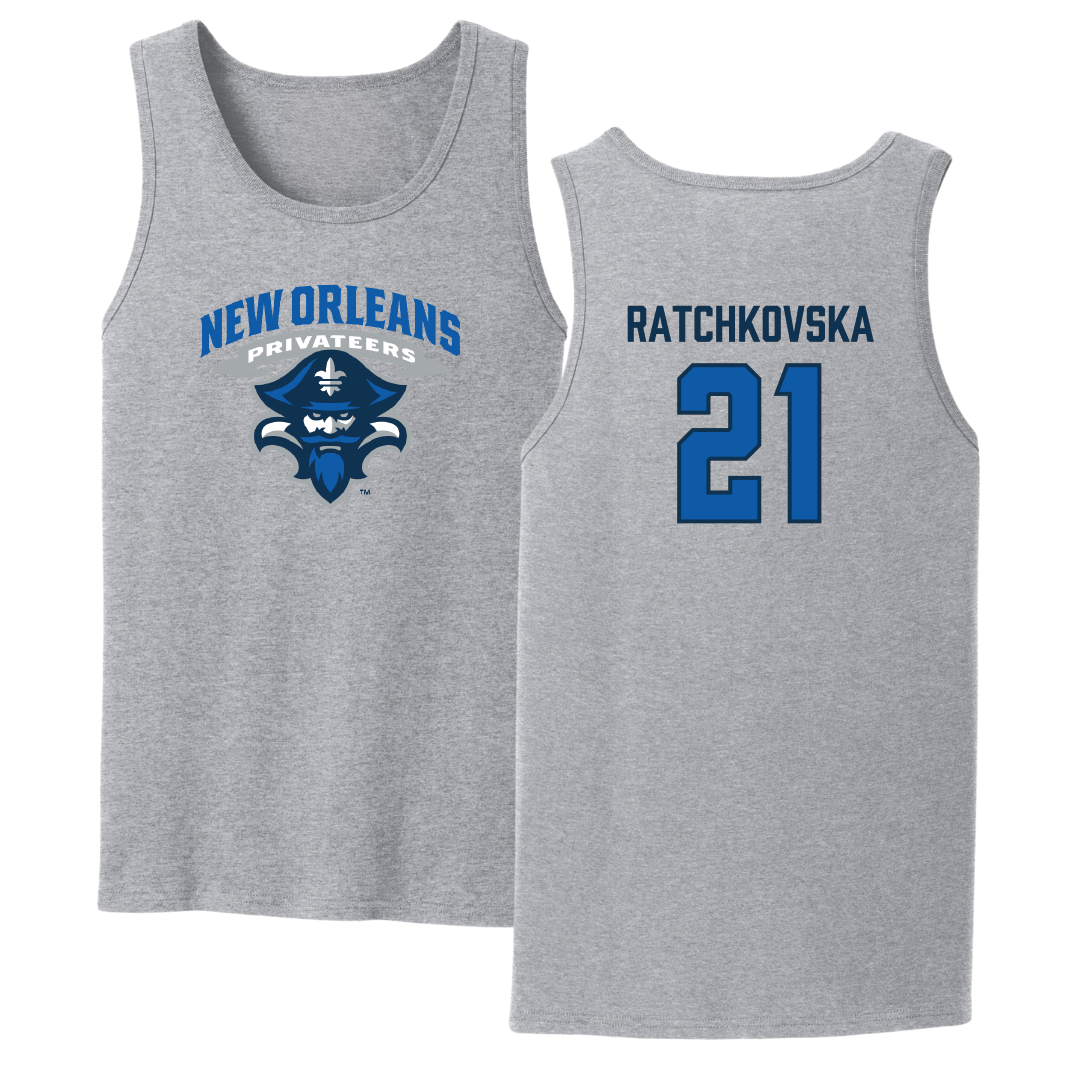 University of New Orleans Volleyball Sport Gray Tank Top - #21 Elani Ratchkovska