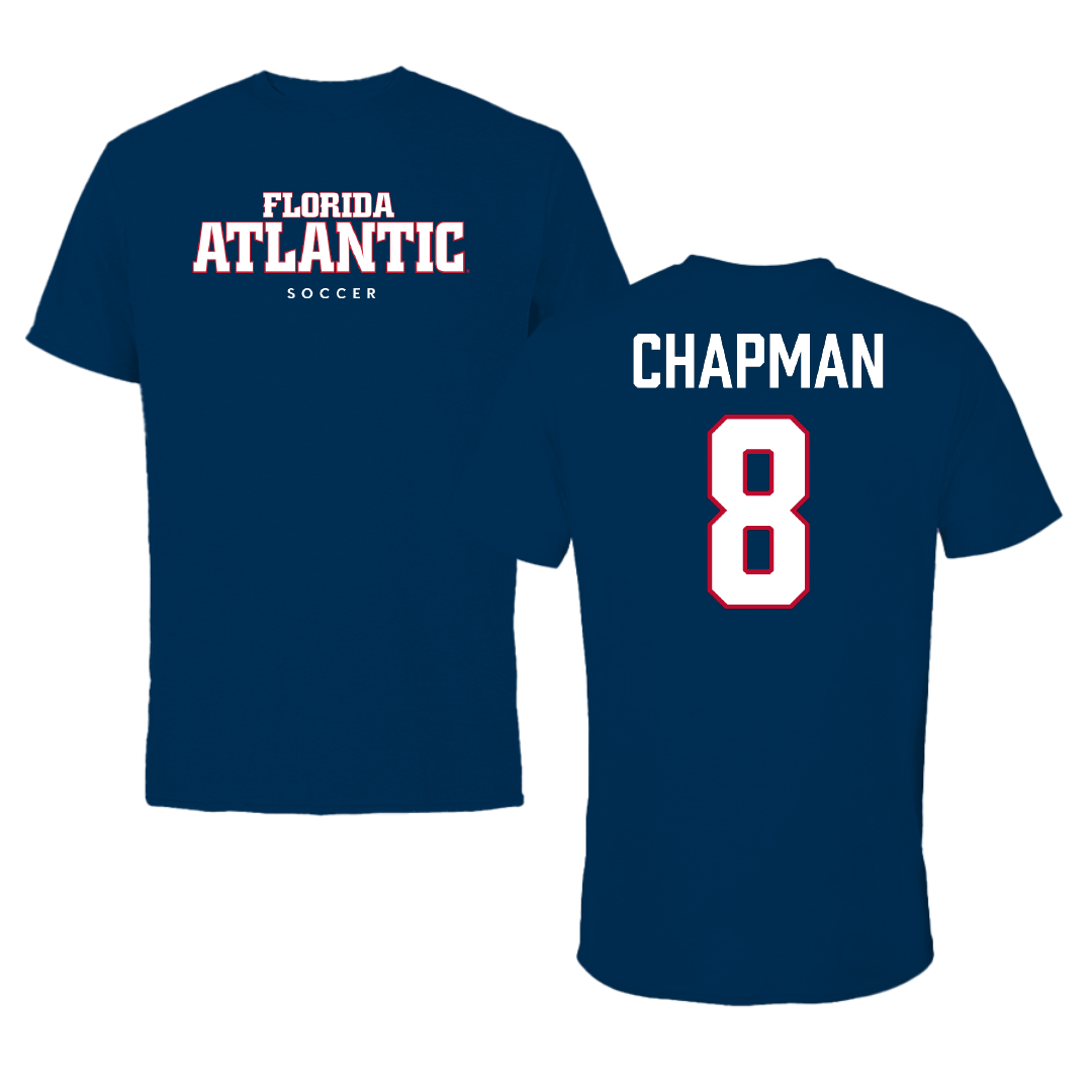 Florida Atlantic University Soccer Navy Block Performance Tee - #8 Caleb Chapman