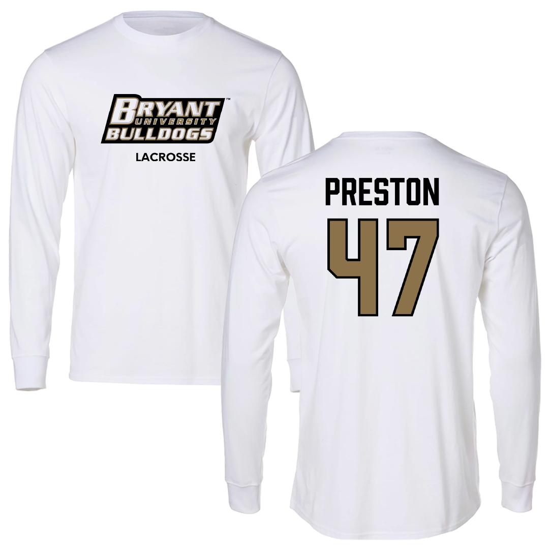 Bryant University Lacrosse (M) White Long Sleeve - #47 Trevor Preston