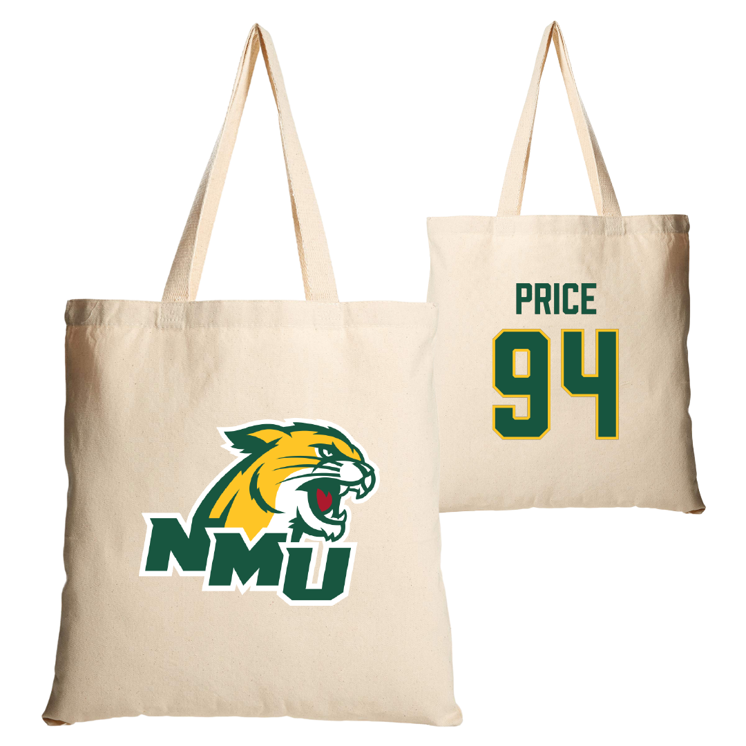 Northern Michigan University Football Tan Canvas Tote Bag - #94 Jake Price