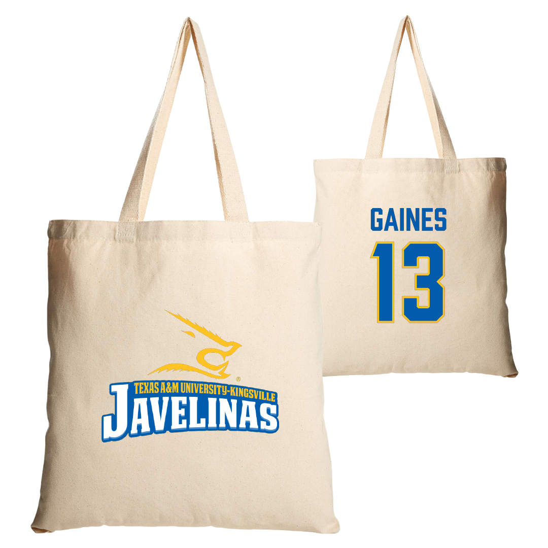 Texas A&M University-Kingsville Football Tan Canvas Tote Bag - #13 Jason Gaines