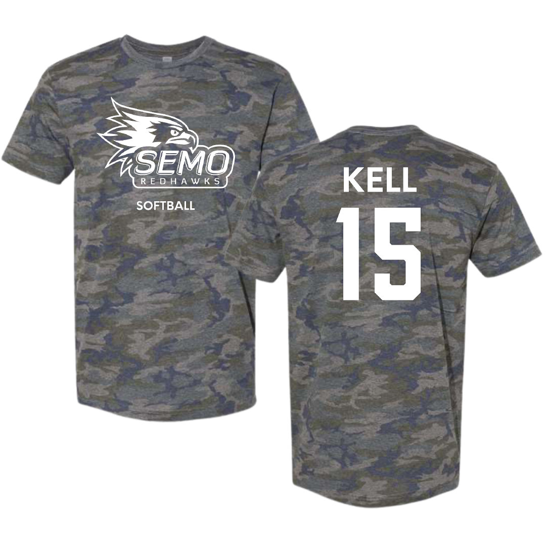 Southeast Missouri State University Softball Vintage Camo Tee - #15 Delaney Kell