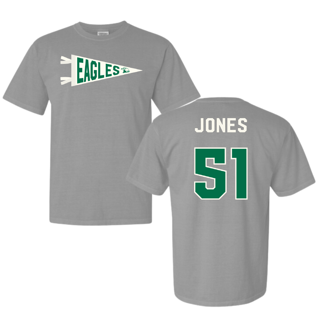 Central Methodist University Football Light Gray Pennant Comfort Colors Tee - #51 Amari Jones
