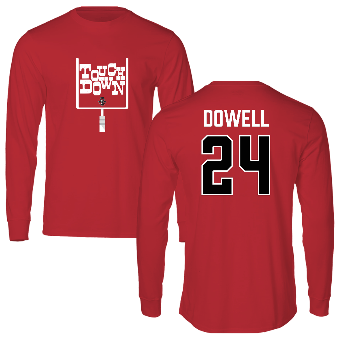 Austin Peay State University Football Red Touchdown Long Sleeve - #24 Malaki Dowell