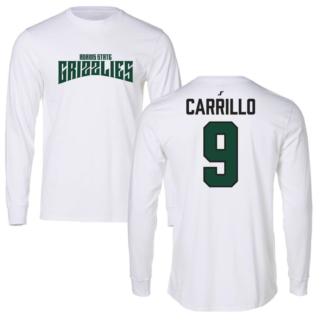 Adams State University Baseball White Classic Performance Long Sleeve - #9 Macs Carrillo