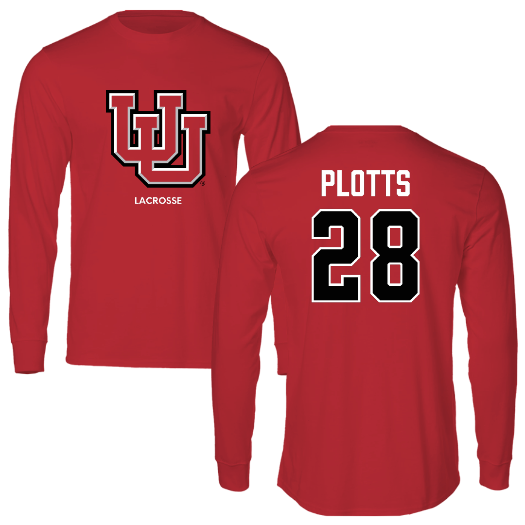 University of Utah Lacrosse (M) Red Block Performance Long Sleeve - #28 Colby Plotts