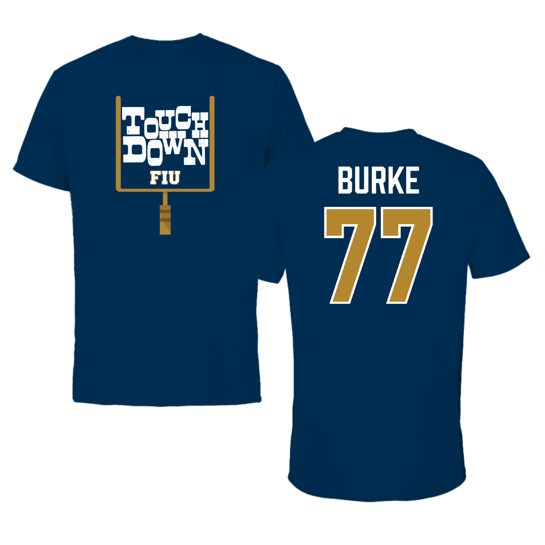 Florida International University Football Navy Touchdown Performance Tee - #77 Travis Burke