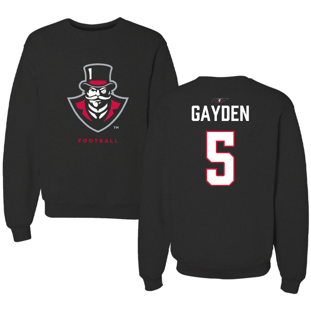 Austin Peay State University Football Black Mascot Crewneck - #5 Tae Gayden