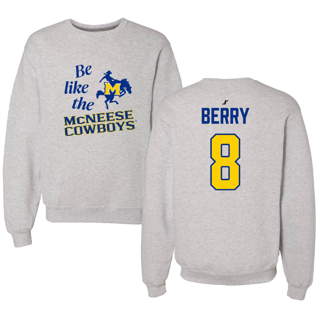 McNeese State University Basketball Light Gray Be Like Us Crewneck - #8 Avari Berry