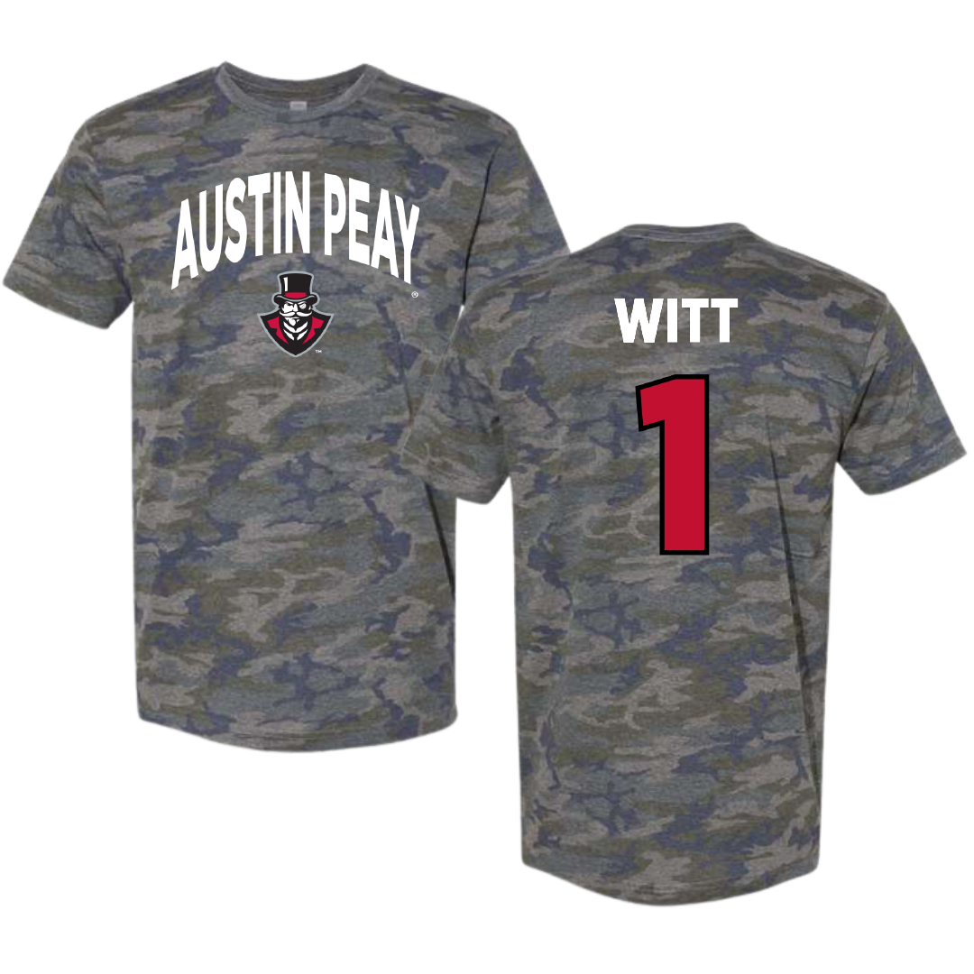 Austin Peay State University Basketball Vintage Camo Tee - #1 Sai Witt