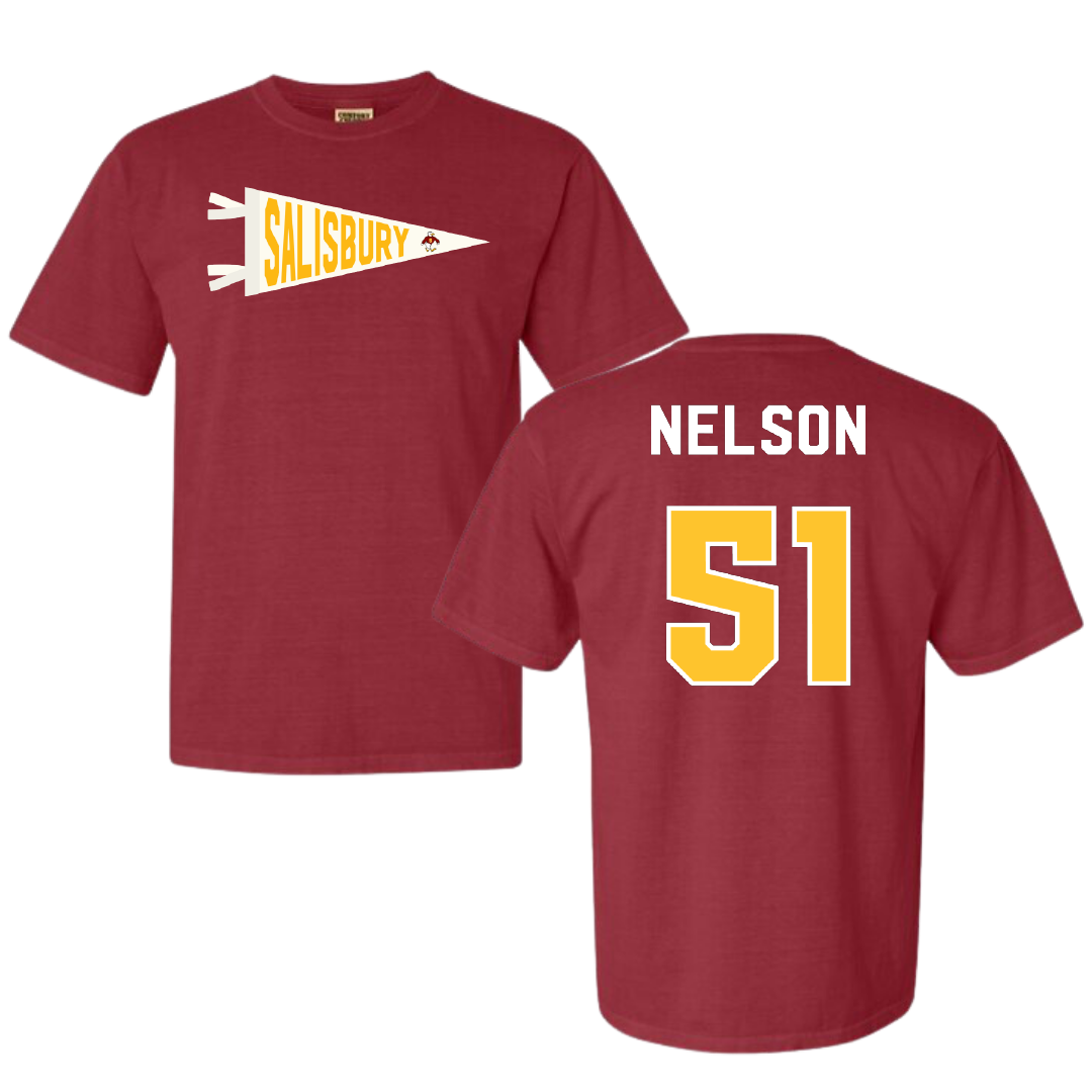 Salisbury University Football Crimson Pennant Comfort Colors Tee - #51 Matt Nelson