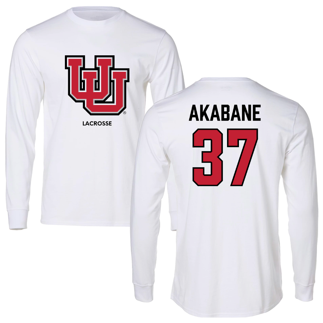 University of Utah Lacrosse (M) White Block Long Sleeve - #37 Trey Akabane