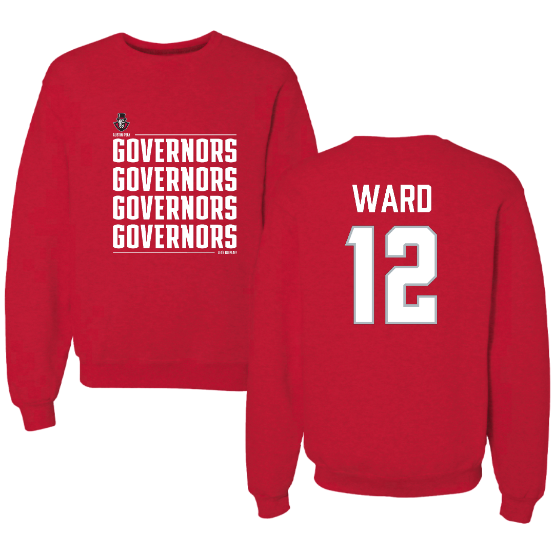 Austin Peay State University Football Red General Crewneck - #12 Jaheim Ward