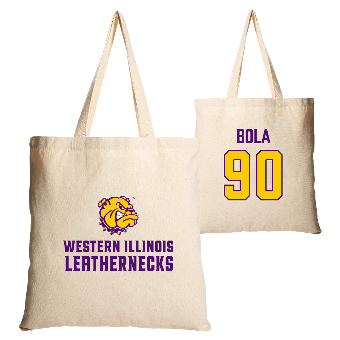 Western Illinois University Football Tan Canvas Tote Bag - #90 Mayo Bola