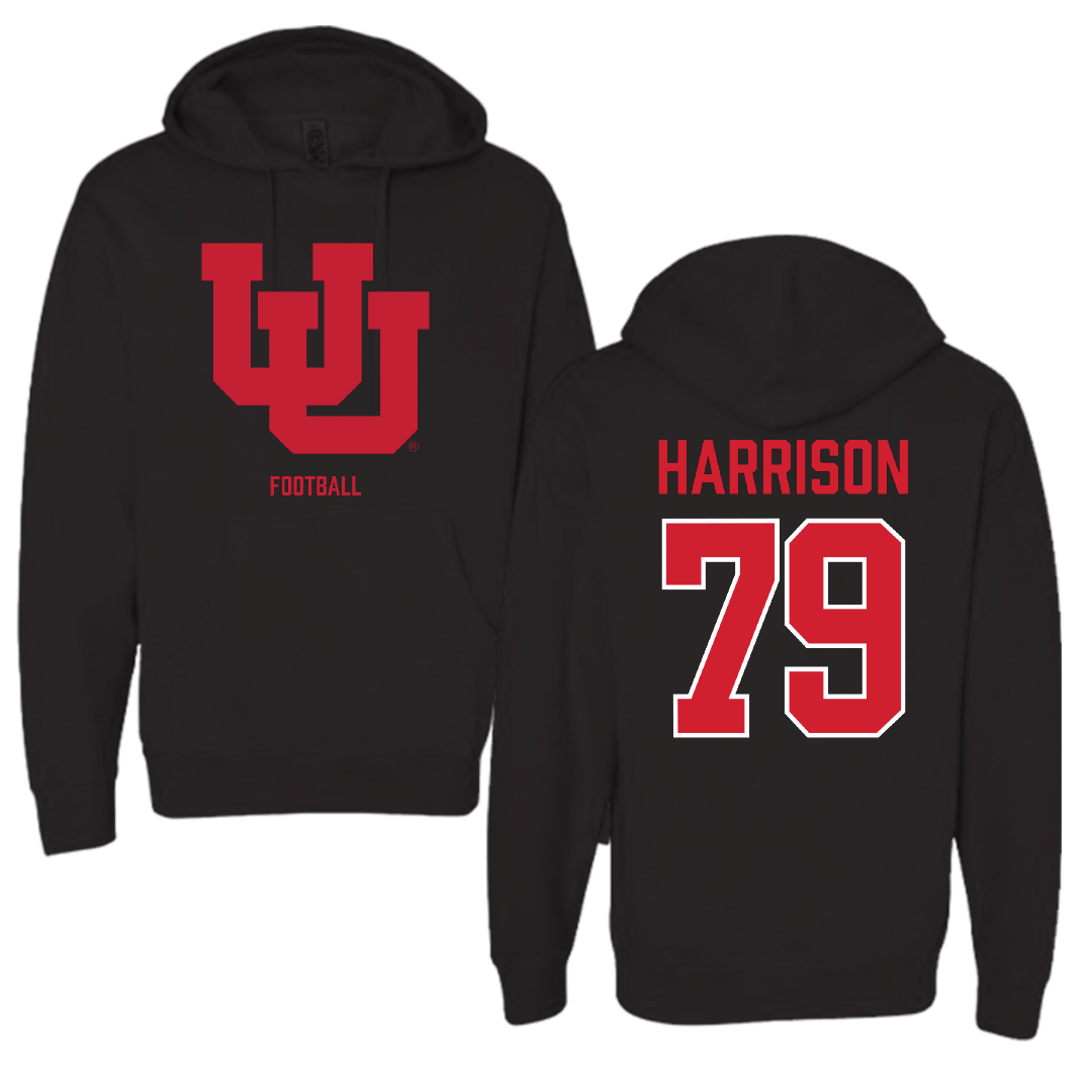 University of Utah Football Black Block Hoodie - #79 Alex Harrison