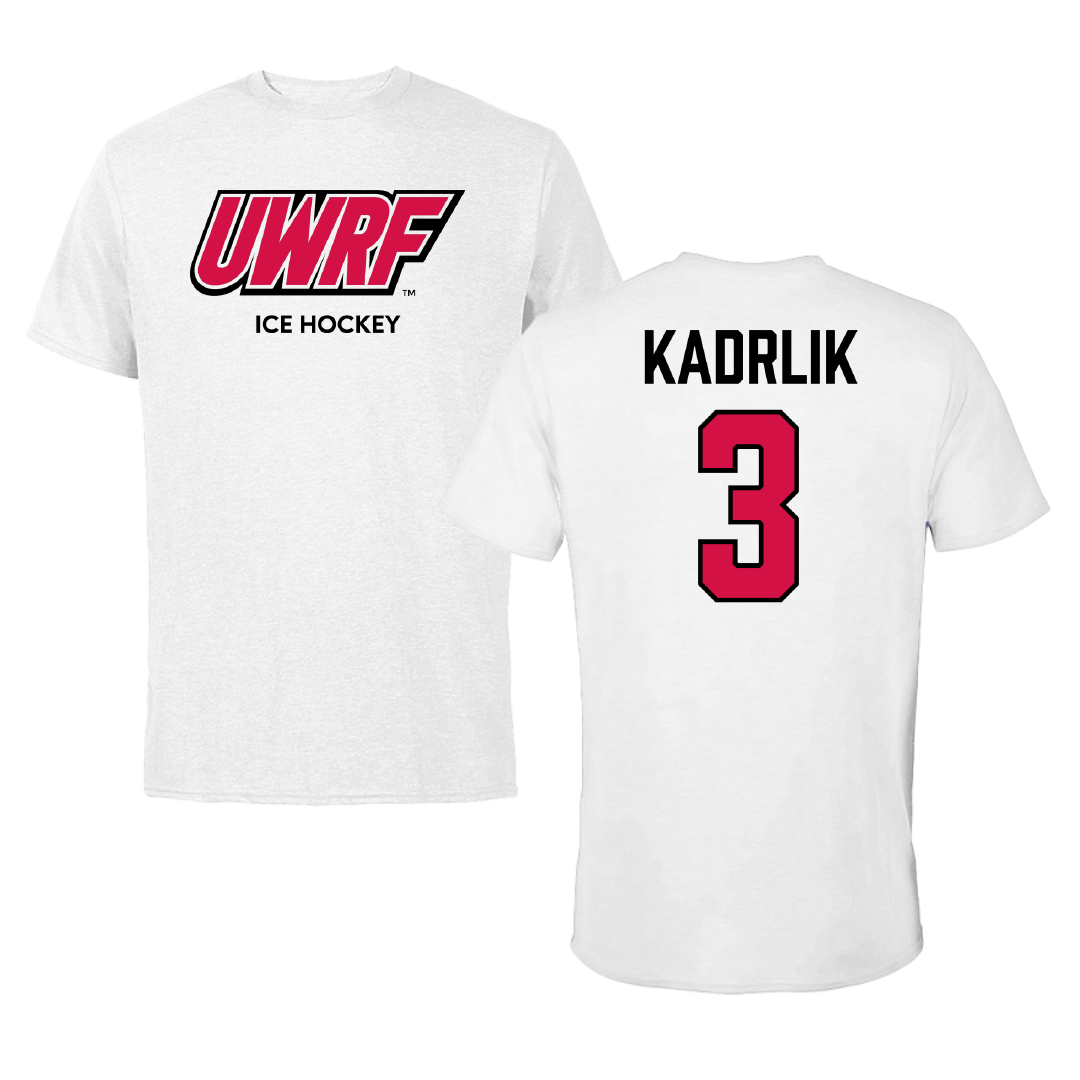 University of Wisconsin-River Falls Ice Hockey (W) White Block Tee - #3 Madison Kadrlik