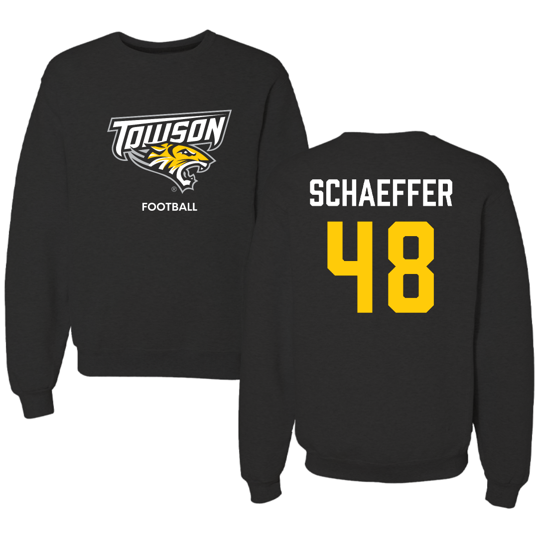 Towson University Football Black Crewneck - #48 CJ Schaeffer