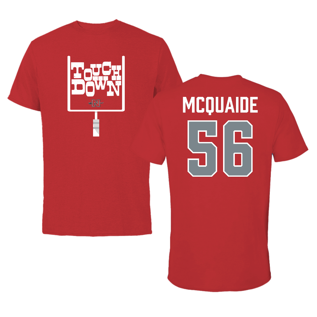 Nicholls State University Football Red Touchdown Performance Tee - #56 Pat McQuaide