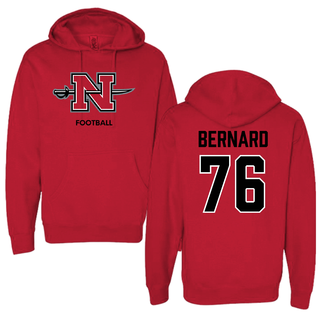 Nicholls State University Football Red Hoodie - #76 Ryan Bernard