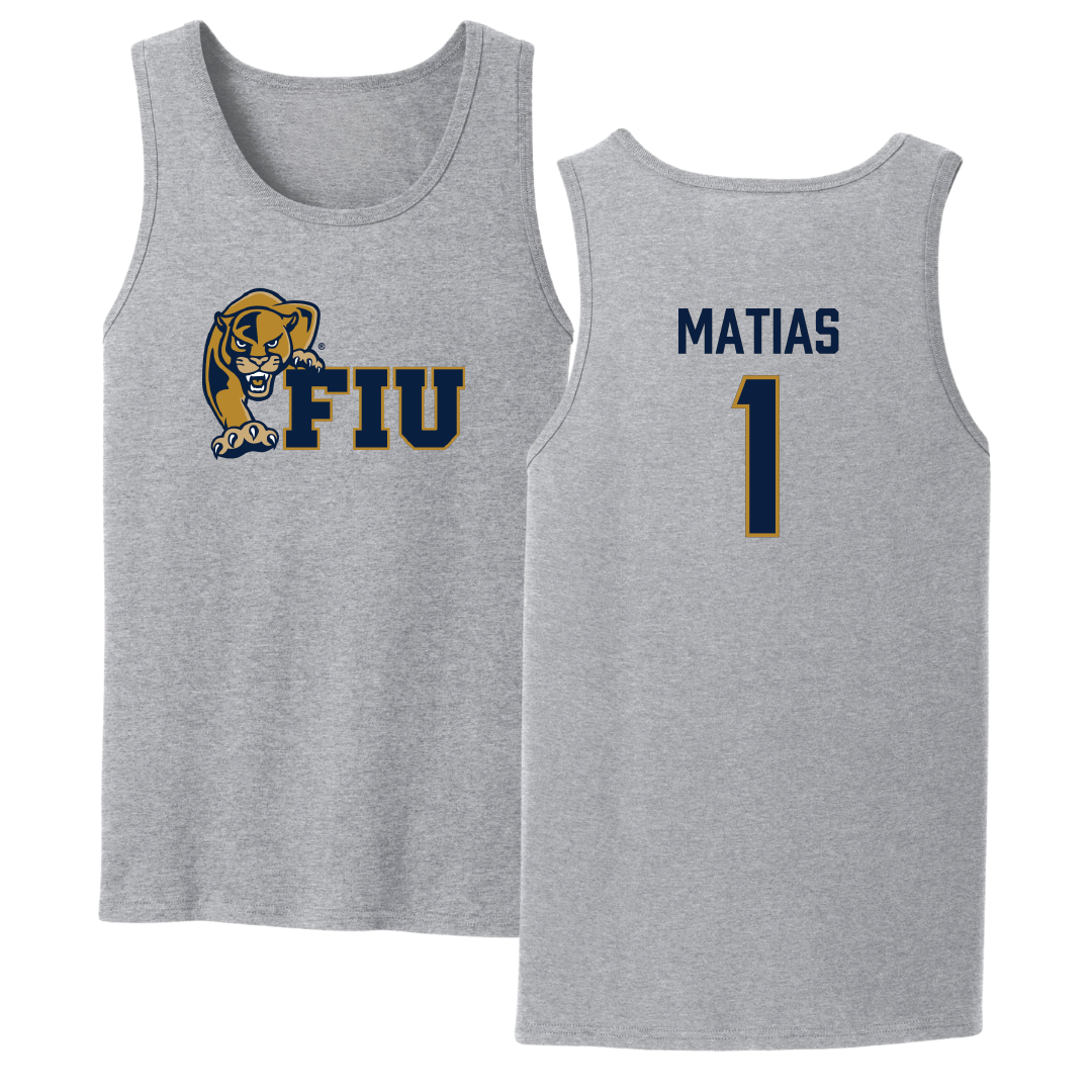 Florida International University Volleyball Sport Gray Tank Top - #1 Emily Matias