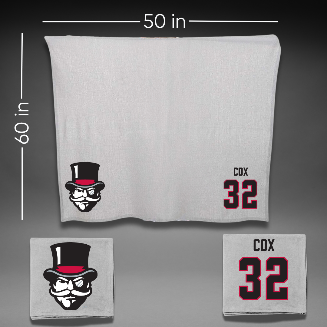 Austin Peay State University Baseball Gray Blanket - #32 Chance Cox