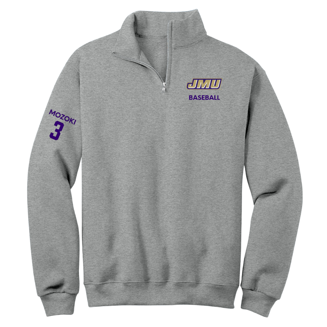 James Madison University Baseball Sport Gray Quarter-Zip - #3 Todd Mozoki