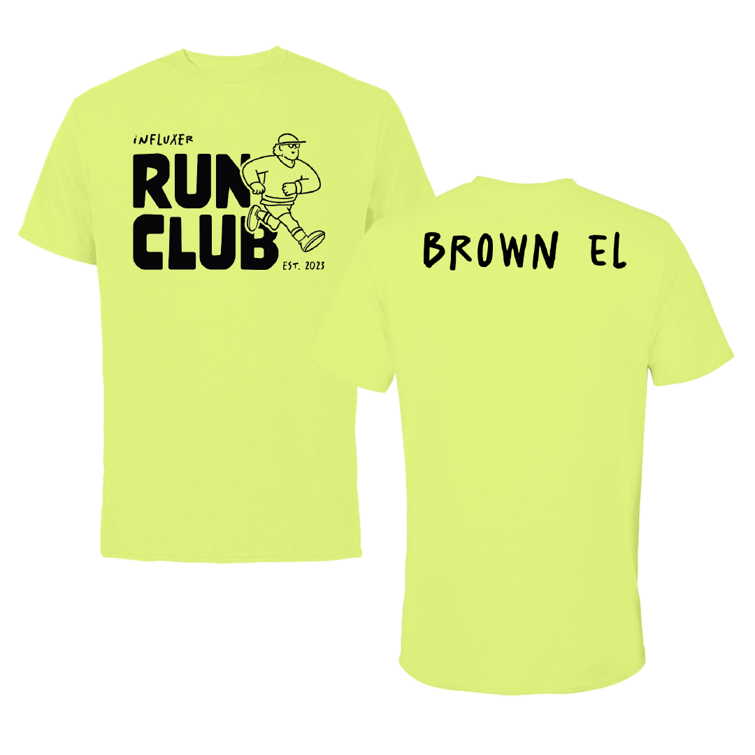 University at Albany TF and XC Safety Yellow Influxer Run Club Tee - Malachi Brown-El