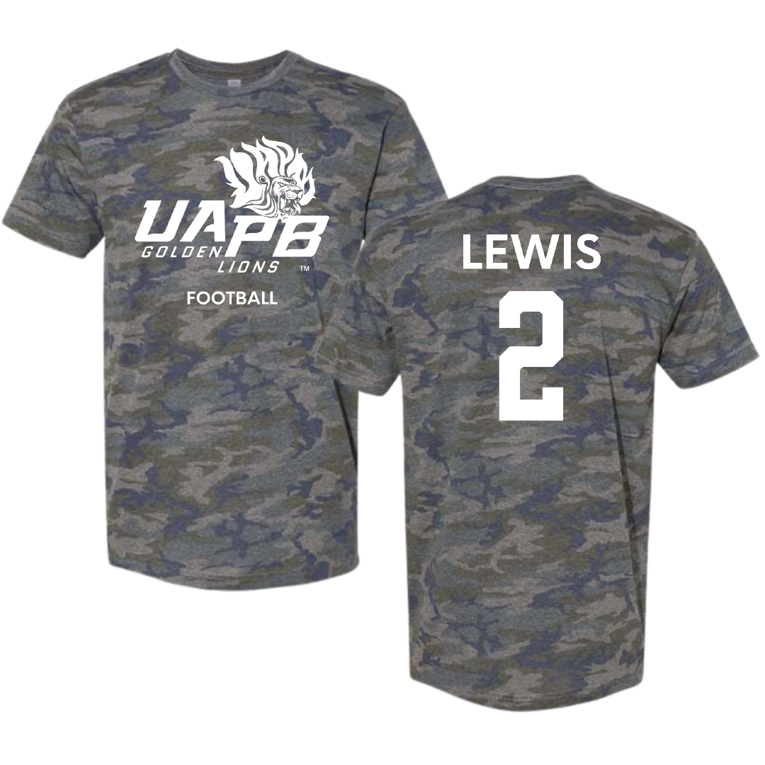 University of Arkansas-Pine Bluff Football Vintage Camo Tee - #2 Kenji Lewis