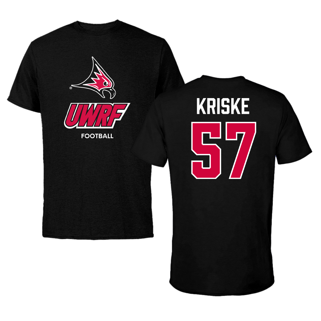 University of Wisconsin-River Falls Football Black Tee - #57 Dawson Kriske