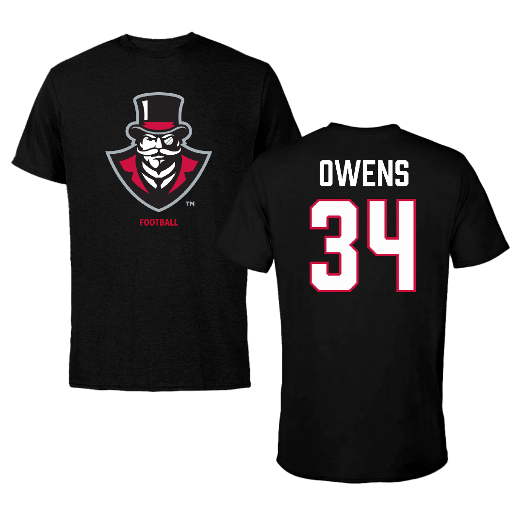 Austin Peay State University Football Black Performance Tee - #34 KT Owens