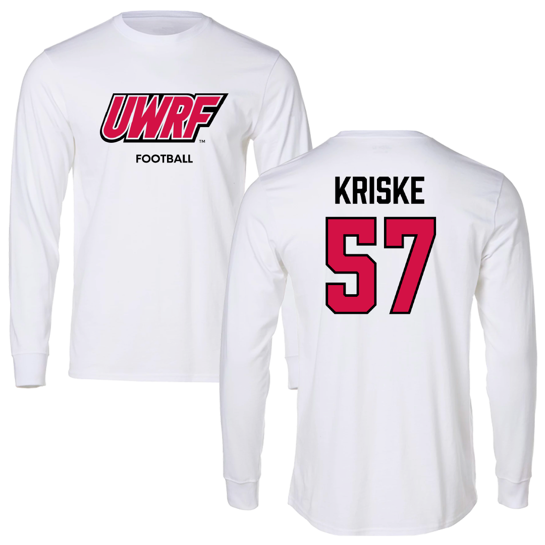 University of Wisconsin-River Falls Football White Performance Long Sleeve - #57 Dawson Kriske