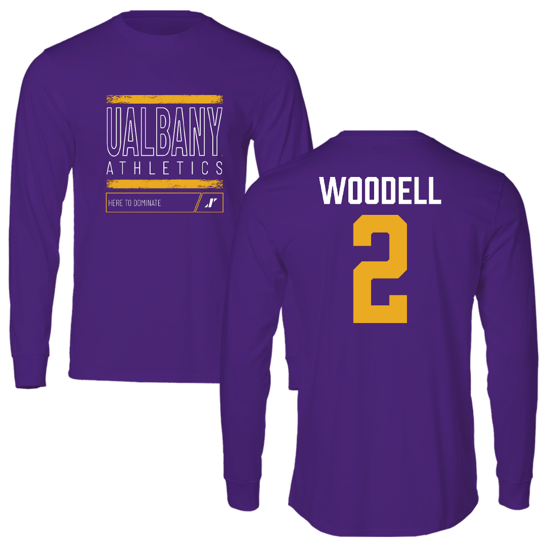 University at Albany Football Purple Dominate Long Sleeve - #2 Griffin Woodell