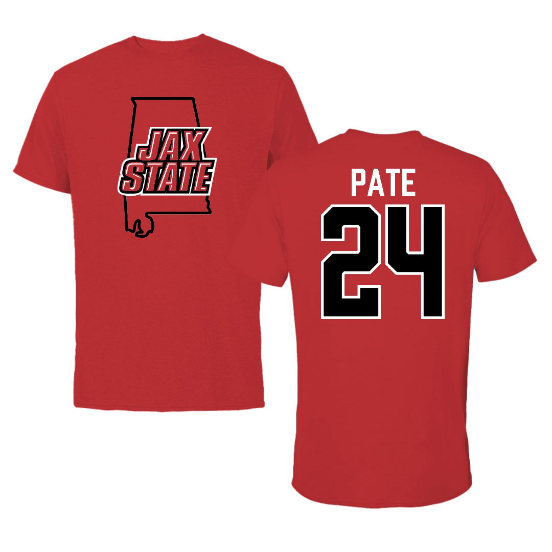 Jacksonville State University Softball Red State Tee - #24 Ella Pate