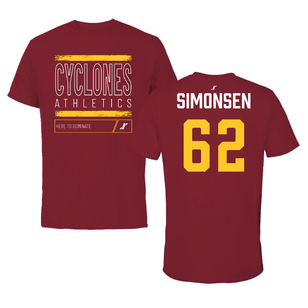 Iowa State University Football Cardinal Dominate Tee - #62 Braden Simonsen