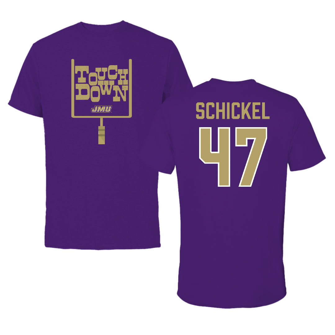 James Madison University Football Purple Touchdown Tee - #47 Kaden Schickel
