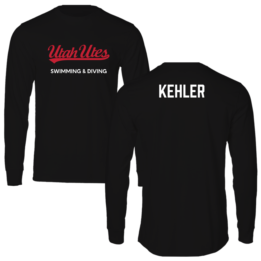 University of Utah Swimming & Diving Black Utes Performance Long Sleeve - Jackson Kehler