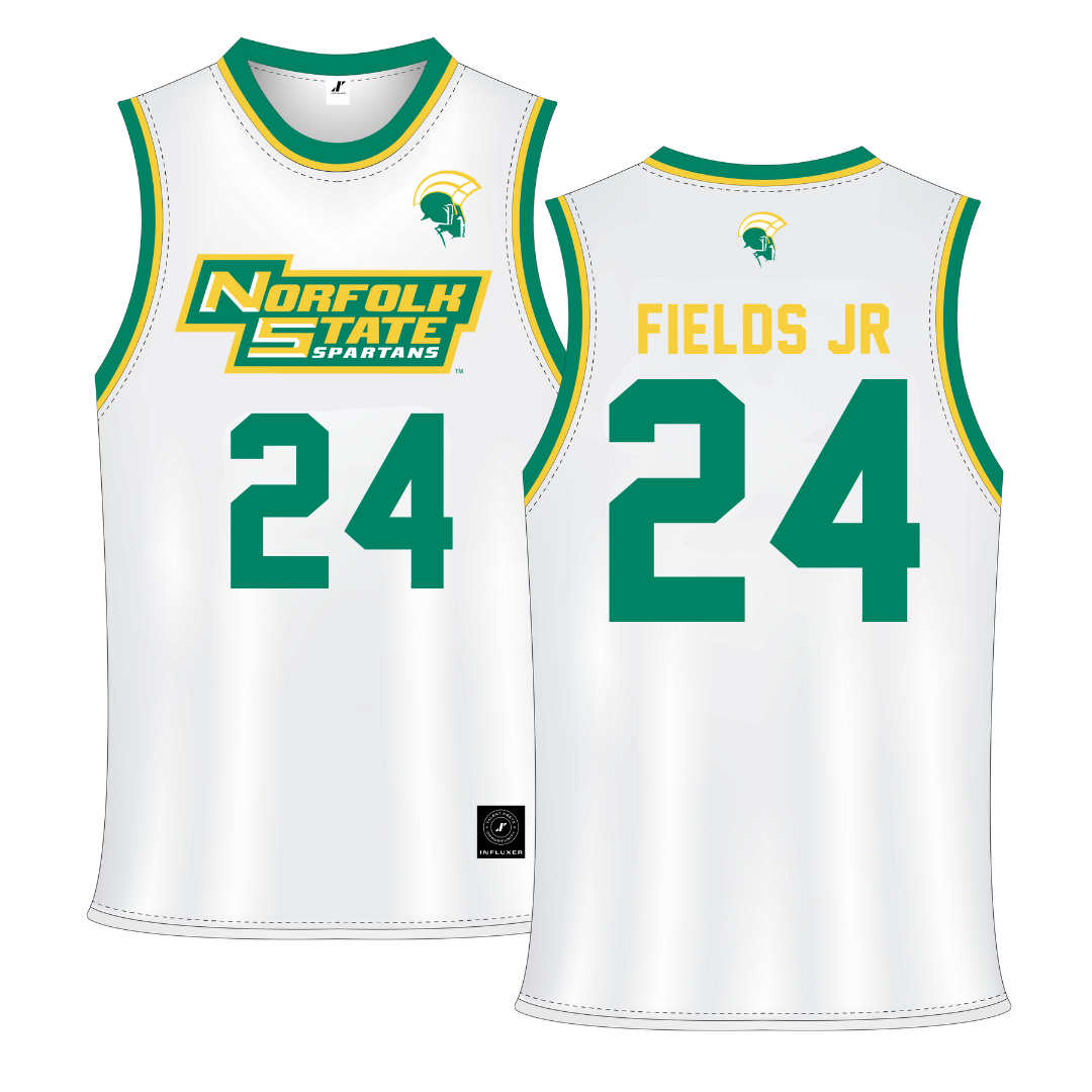 Norfolk State University White Basketball Jersey - #24 Chris Fields Jr