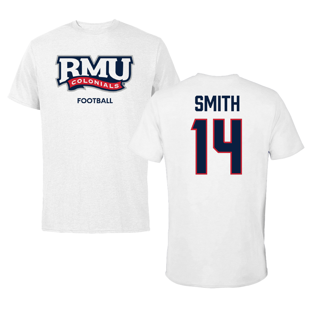 Robert Morris University Football White Performance Tee - #14 Zin'tayvious Smith