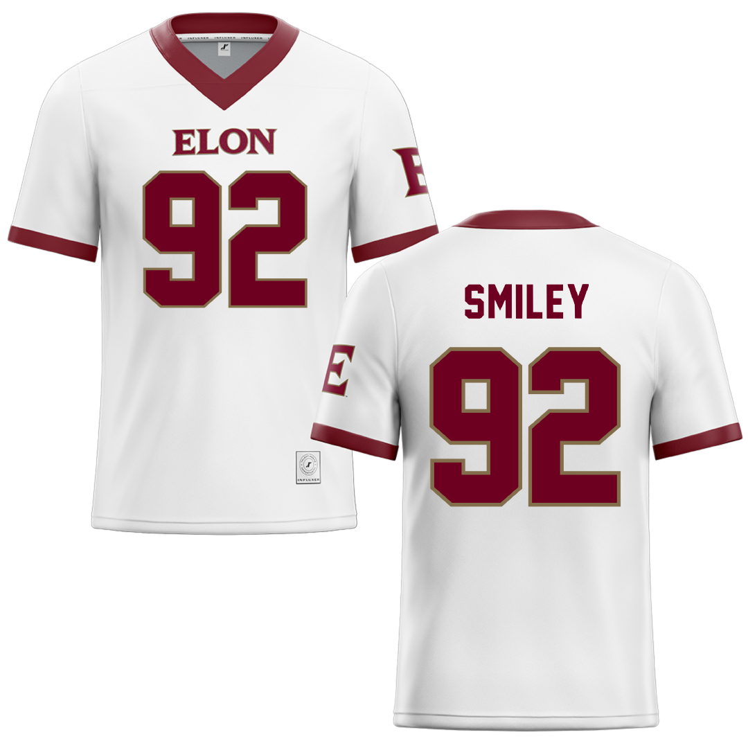 Elon University White Football Jersey - #92 Brandon Smiley