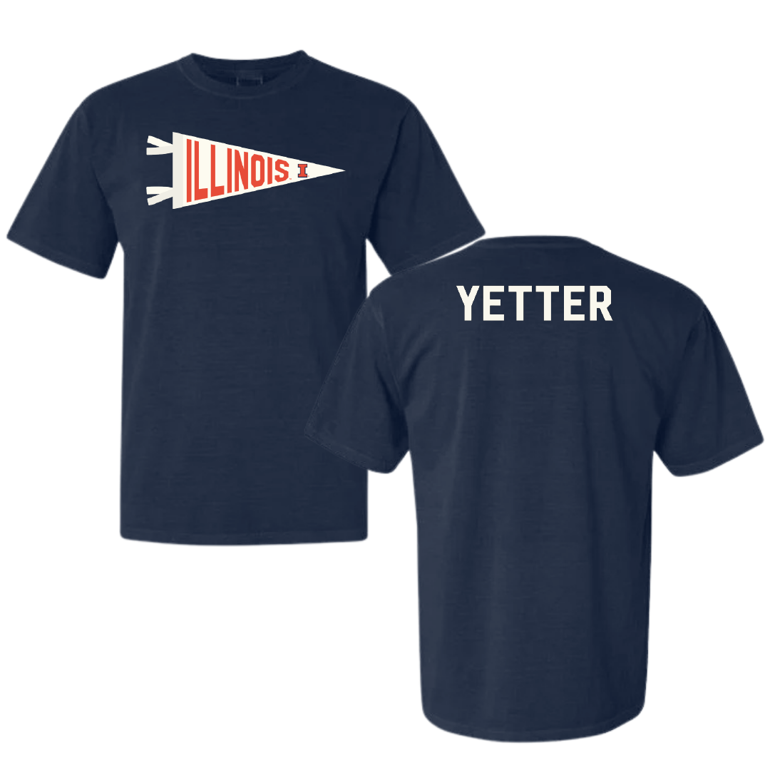 University of Illinois Swimming & Diving Navy Pennant Comfort Colors Tee - Molly Yetter