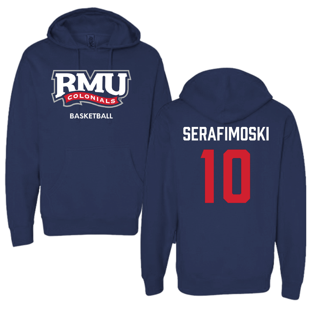 Robert Morris University Basketball (M) Navy Hoodie - #10 Vasilije Serafimoski